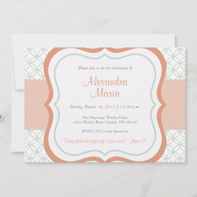 Trendy Baby Dedication Christening Invitation (Front)