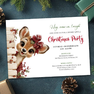 Trendy Baby Reindeer Funny Cartoon Watercolor  Invitation