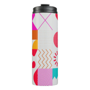 Trendy background with simple shapes. Colourful ge Thermal Tumbler