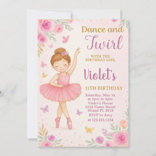 Trendy Ballerina Birthday Invitation