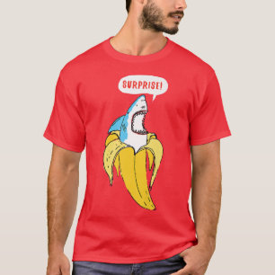 Trendy Banana Shark Surprise Humour T-Shirt
