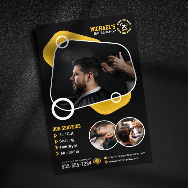 Trendy Barbershop Hair Styling Barber Shop Haircut Flyer (Creator Uploaded)