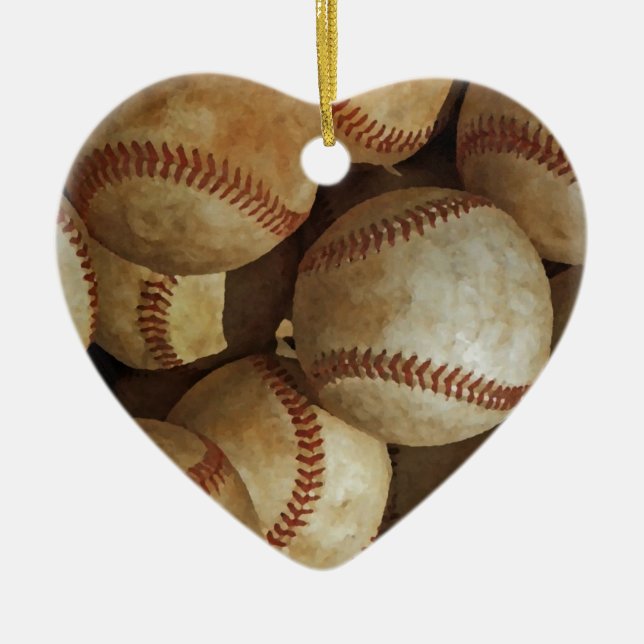Trendy Baseball Artwork Ceramic Ornament (Front)