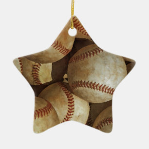Trendy Baseball Artwork Ceramic Ornament