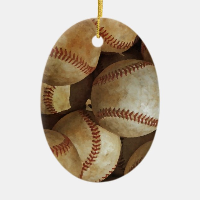 Trendy Baseball Artwork Ceramic Ornament (Front)