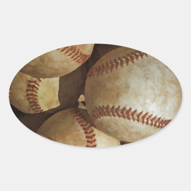 Trendy Baseball Artwork Oval Sticker (Front)