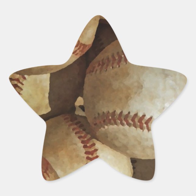 Trendy Baseball Artwork Star Sticker (Front)