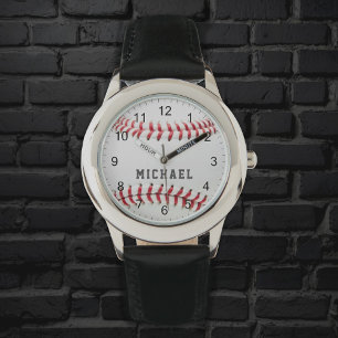 Trendy Baseball Personalised Name Kids Boys Watch