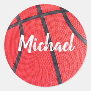 Trendy Basketball Add Your Name  Personalised     Classic Round Sticker