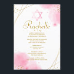 Trendy Bat Mitzvah Invitation<br><div class="desc">A watercolor invitation with whimsical, corner, flowers, gold abstract lines and dots and a Star of David. (Frame vector created by pikisuperstar - www.freepik.com). The card is easy to customise with your wording, font, font colour, paper shape options and choice of six paper types.Not exactly what you're looking for? All...</div>