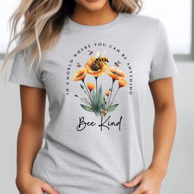 Trendy Be Kind Positive Quote Floral Bumble Bee  T-Shirt (Creator Uploaded)