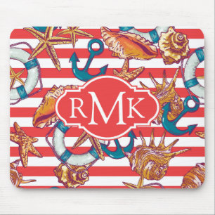 Trendy Beach Pattern   Monogram Mouse Pad