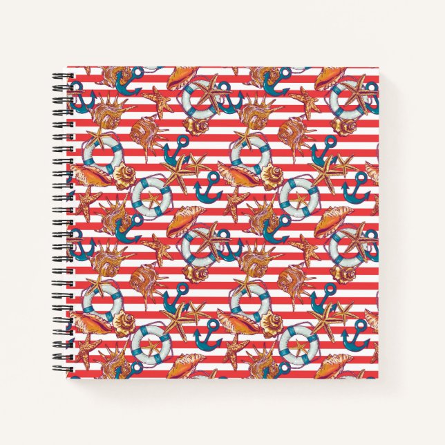 Trendy Beach Pattern Notebook (Front)