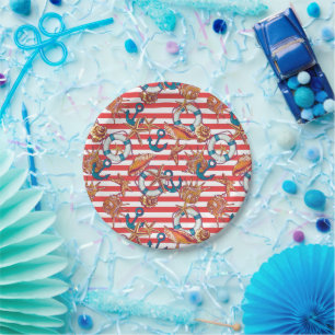 Trendy Beach Pattern Paper Plate