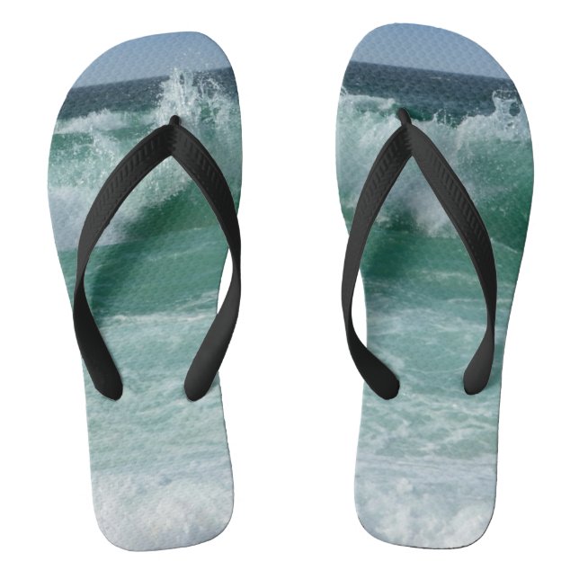 Trendy Beach Seaside Sea Waves Sand Template Thongs (Footbed)