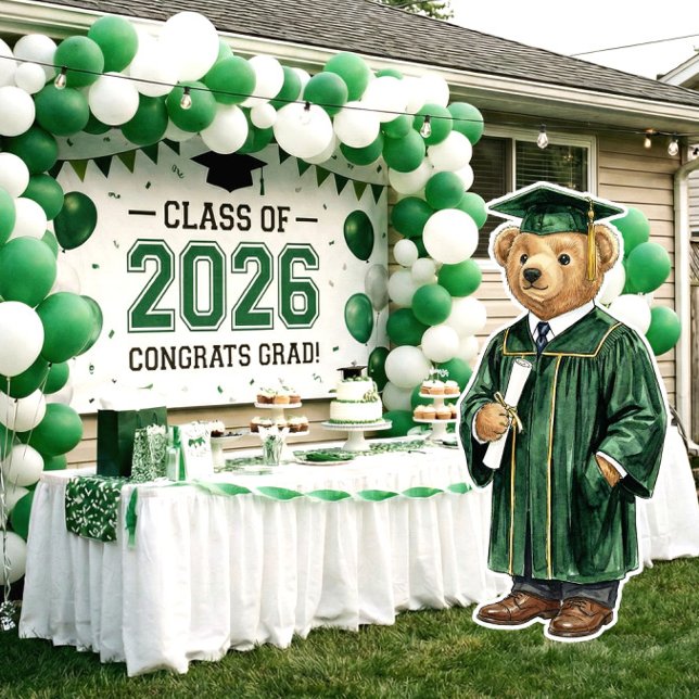 Trendy Bear Green Printable Graduation Party Decor (Creator Uploaded)