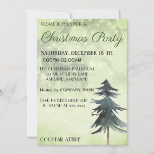 Trendy, Beautiful, Green Christmas Tree Invitation