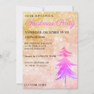 Trendy, Beautiful, Pink Christmas Tree Invitation