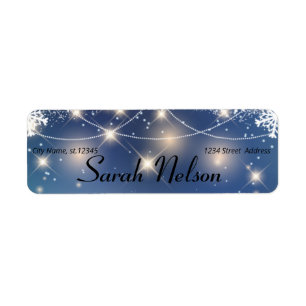 Trendy, Beautiful, Sparkly Blue Christmas Label Return Address Label