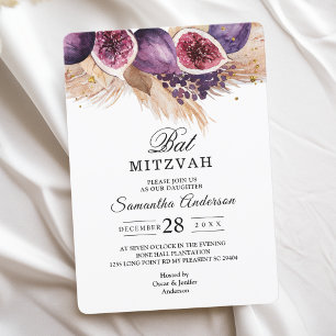 Trendy Beauty Purple Figs & Pampas Invitation