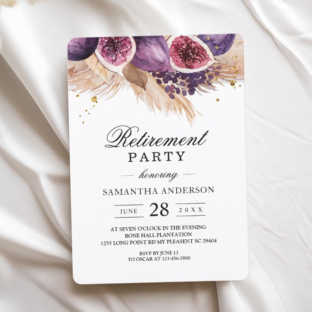 Trendy Beauty Purple Figs & Pampas Invitation (Creator Uploaded)
