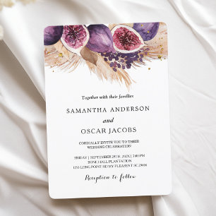 Trendy Beauty Purple Figs & Pampas Invitation