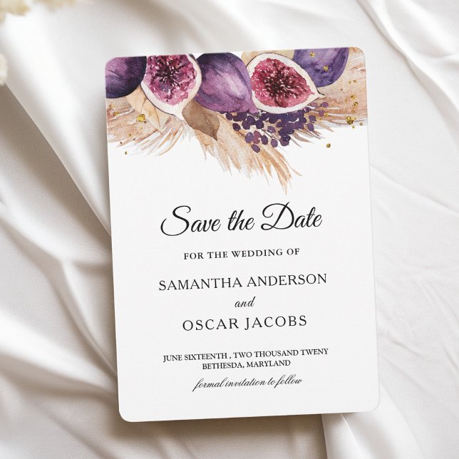 Trendy Beauty Purple Figs & Pampas Save The Date (Creator Uploaded)