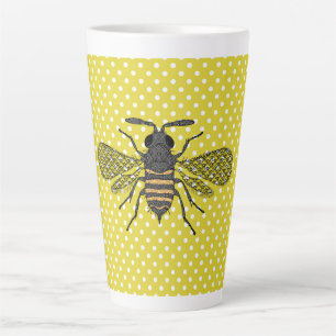 Trendy BEE Yellow Polkadot Pattern Gift Decor NEW Latte Mug