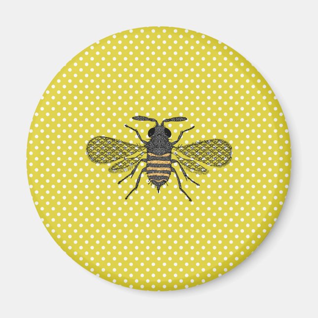 Trendy BEE Yellow Polkadot Pattern Gift Decor NEW Magnet (Front)