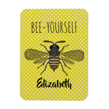 Trendy BEE YOURSELF Yellow Polkadot DECOR Named