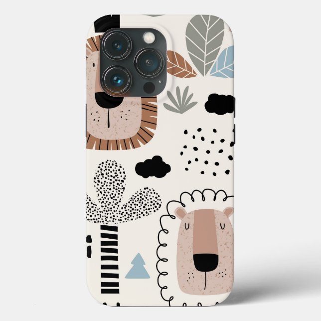 Trendy Beige Black Lion Jungle Tough Case iPhone (Back)