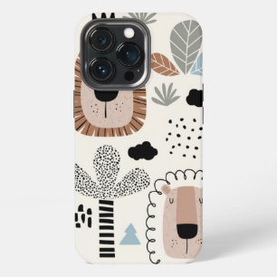 Trendy Beige BLack Lion Modern Tough Case