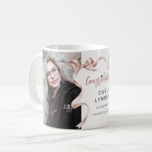 Trendy Beige Bow Photo Graduation  Coffee Mug