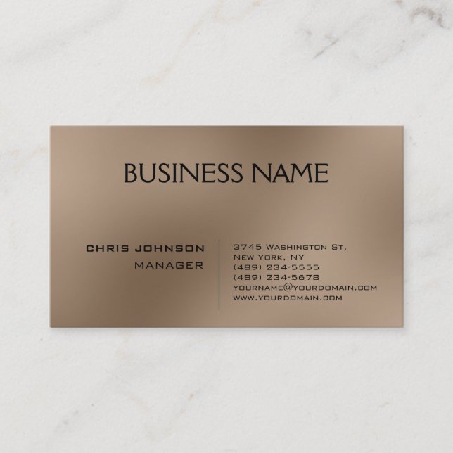 Trendy Beige Contemporary Manager Business Card (Front)