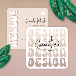 Trendy Beige Crafter Handmade Designs Artist Retro Square Business Card