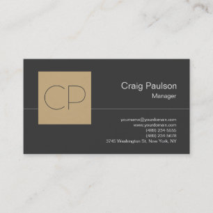 Trendy Beige Grey Chic Monogram Business Card