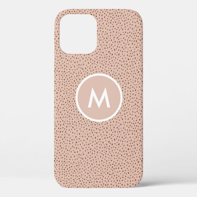 Trendy Beige Monogram with Terracotta Boho Brown  Case-Mate iPhone Case (Back)