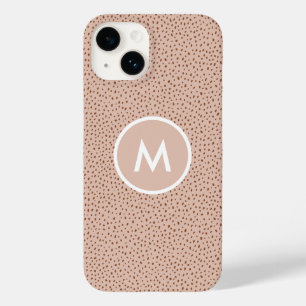 Trendy Beige Monogram with Terracotta Boho Brown Case-Mate iPhone 14 Case