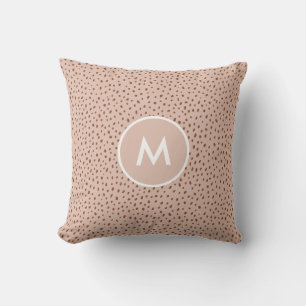 Trendy Beige Monogram with Terracotta Boho Brown  Cushion