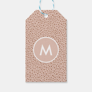 Trendy Beige Monogram with Terracotta Boho Brown Gift Tags