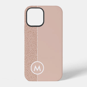 Trendy Beige Monogram with Terracotta Boho Brown iPhone 12 Case