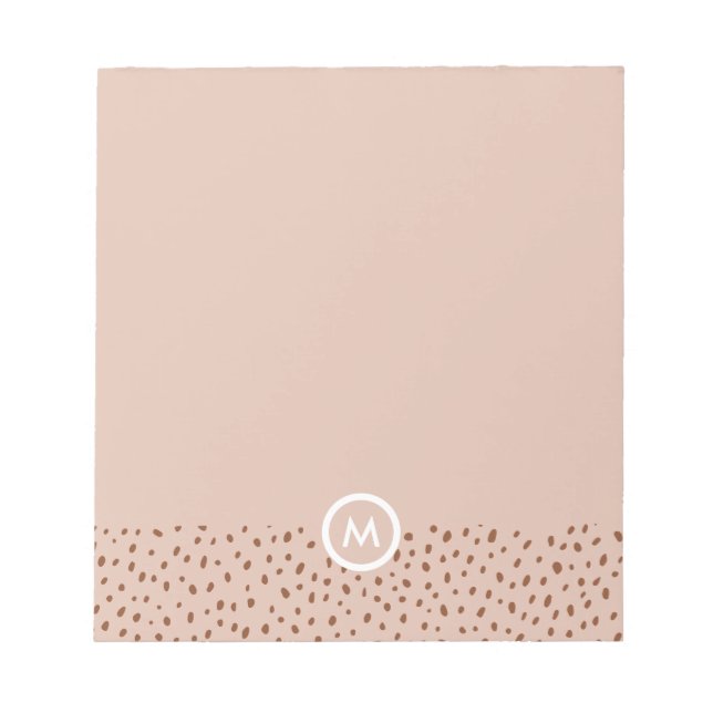 Trendy Beige Monogram with Terracotta Boho Brown  Notepad (Front)