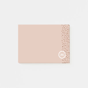 Trendy Beige Monogram with Terracotta Boho Brown  Post-it Notes