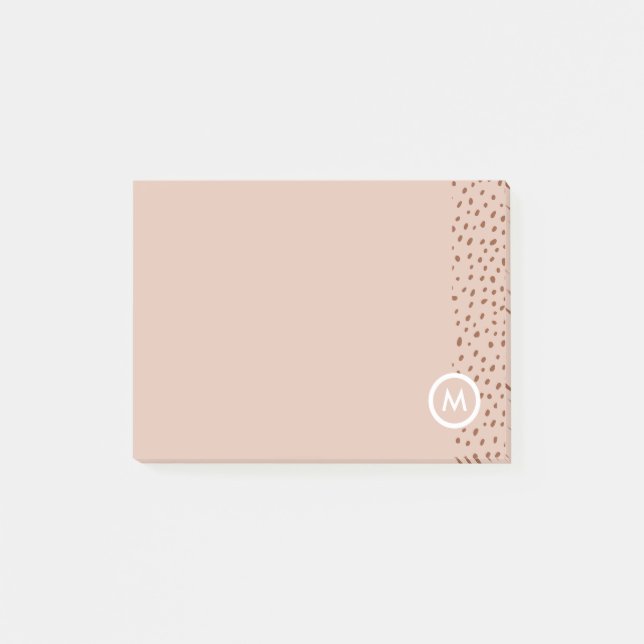 Trendy Beige Monogram with Terracotta Boho Brown  Post-it Notes (Front)