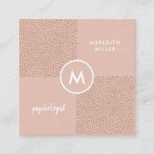 Trendy Beige Monogram with Terracotta Boho Brown  Square Business Card