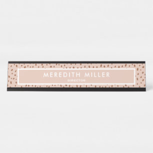 Trendy Beige Name with Terracotta Boho Brown  Desk Name Plate