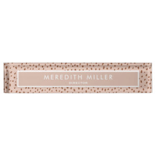 Trendy Beige Name with Terracotta Boho Brown Nameplate