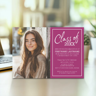 Trendy Berry Polka Graduation Party Announcement