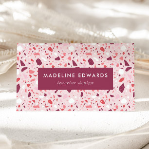 Trendy Berry Purple & Pink Terrazzo Business Card