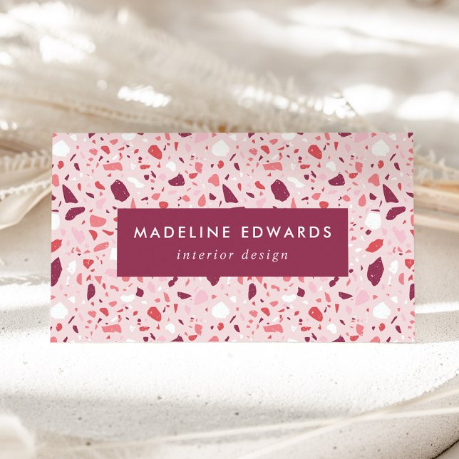 Trendy Berry Purple & Pink Terrazzo Business Card (Creator Uploaded)